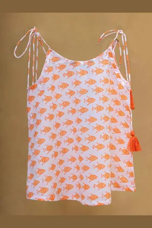 HERE&NOW Girls Animal Printed Shoulder Straps Cotton Top