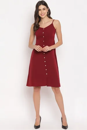 Mayra Women Maroon Solid A-Line Dress
