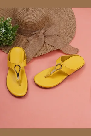 Misto Women Yellow T-Strap Flats
