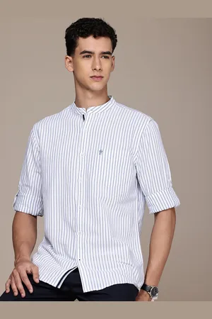 French Connection Pure Cotton Slim Fit Opaque Striped Casual Shirt