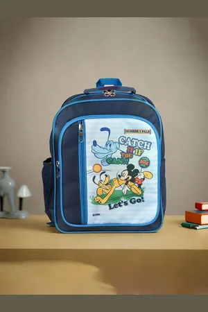 Kuber Industries Isney Mickey Catch It School Bag for Kids with 4 Compartments