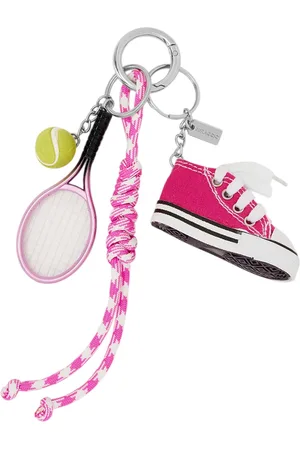 MIRAGGIO Pink & White Embellished Tennis Fan Handbag Charm