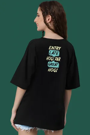 DressBerry Women Typography Printed Round Neck Cotton Oversized T-shirt