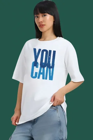DressBerry Women Typography Printed Round Neck Cotton Oversized T-shirt