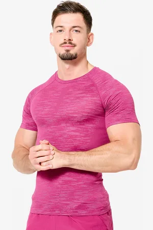 DECATHLON Short-Sleeved Crew Neck Weight Training Compression T-Shirt - Purple