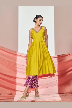 Sangria Women Sleeveless A-Line Kurta With Trousers & Dupatta Set