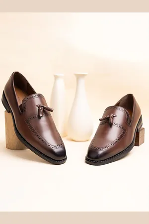 LOUIS STITCH Men Tan Formal Slip-On Tassel Moccasin Shoes