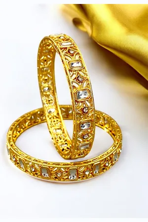 Pihtara Jewels Set Of 2 Gold-Plated Kundan-Studded Bangles