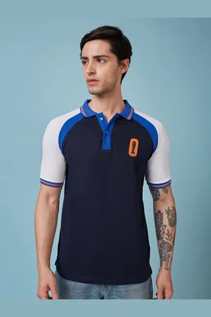 FanCode Men Brand Logo Printed Polo Collar Monochrome Applique T-shirt