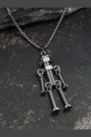 French Accent Silver-Plated Contemporary Pendants with Chains