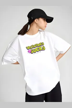 DressBerry Women Typography Printed Round Neck Cotton Oversized T-shirt