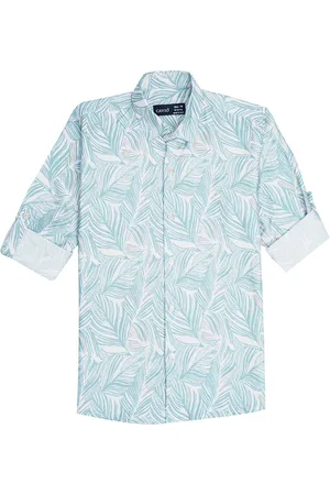 CAVIO Boys Comfort Tropical Printed Spread Collar Pure Cotton Casual Shirt