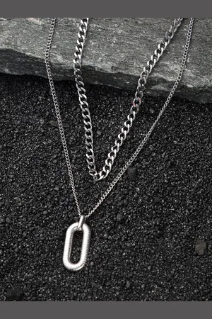French Accent Silver-Plated Pendant With Chain