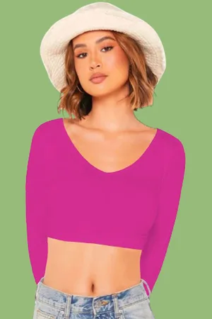 Dream Beauty Fashion Women V-Neck Fitted Crop Top