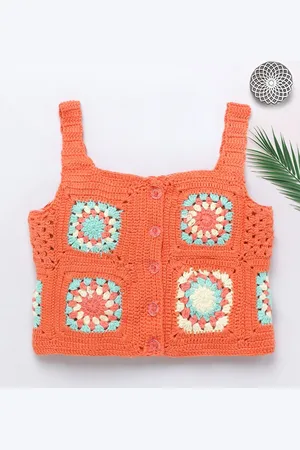 naughty ninos Girls Textured Shoulder Straps Cotton Top