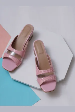 Misto Pink Printed PU Block Heels