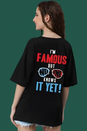 DressBerry Women Typography Printed Round Neck Cotton Oversized T-shirt