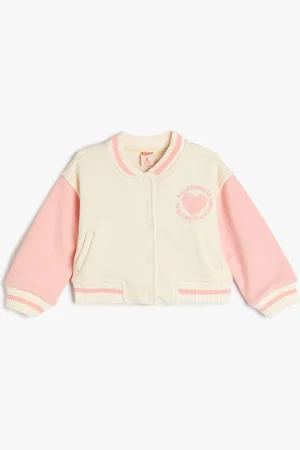 Koton Girls Striped Polyester Bomber with Patchwork Jacket