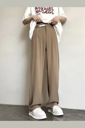 HERE&NOW Men Relaxed Straight Leg Fit High-Rise Cotton Trousers