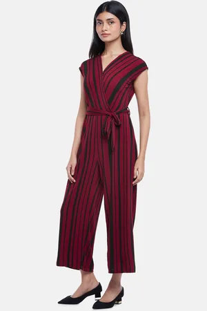 Pantaloons Red Striped Formal Maxi Dress