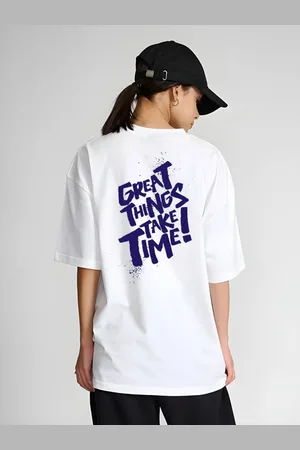 Moda Rapido Women Typography Printed Round Neck Cotton Oversized T-shirt