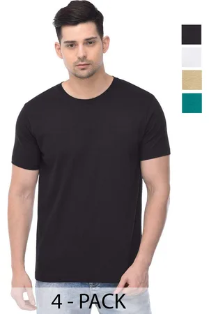 Color Capital Unisex Pack Of 4 Solid Round Neck Cotton T-shirts
