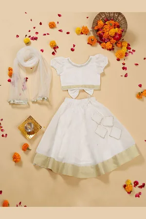 SAKA DESIGNS Girls Embroidered Ready to Wear Lehenga & Blouse With Dupatta