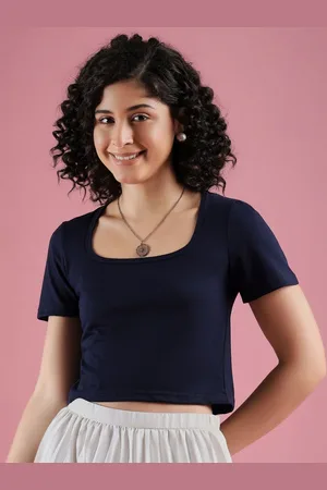 Mayra Women Solid Scoop Neck Cotton T-shirt