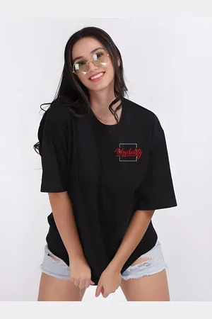 Moda Rapido Women Typography Printed Round Neck Cotton Oversized T-shirt