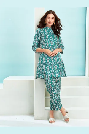 Moda Rapido Mandarin Collar Top With Trousers Co-Ords