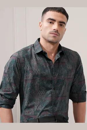 LocoMotive Luxe Men Depths Melange Bandana Printed Occasion Slim Fit Shirt