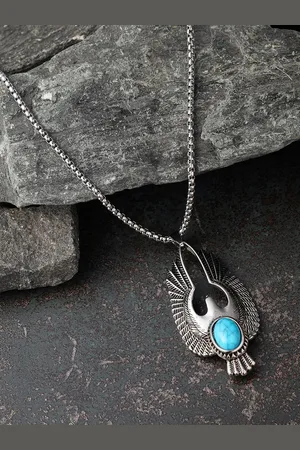 French Accent Silver-Plated Phoenix-Shaped Pendant With Chain