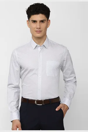 Peter England Men White Slim Fit Printed Formal Shirt