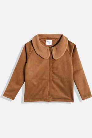 Provogue Girls Camel Brown Solid Overcoat