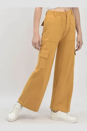 Chemistry Women Relaxed Straight Leg Flared High-Rise Cargos Trousers