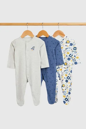 Mothercare Boys Pack of 3 Cotton Printed Sleepsuit