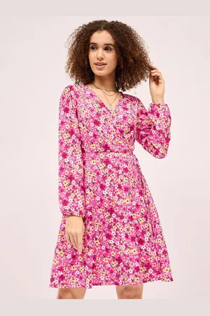 Mayra Women Floral Printed V-Neck Cotton Fit & Flare Dress