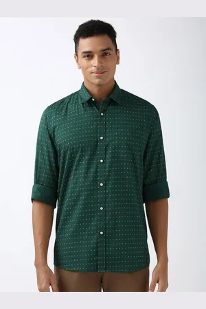 Peter England Men Spread Collar Micro Ditsy Printed Cotton Slim Fit Casual Shirt