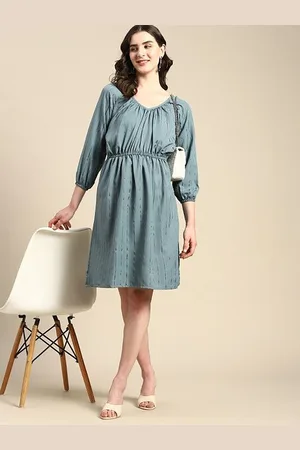DressBerry Print Puff Sleeve Crepe Shirt Dress