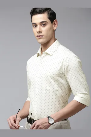 Arrow Men Off White Manhattan Slim Fit Printed Pure Cotton Formal Shirt
