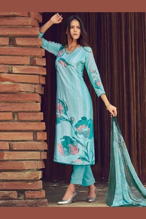 Stylee Lifestyle Floral Printed Sequence Pure Silk Unstitched Dress Material