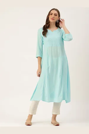 Amukti Women Floral Embroidered A Line Kurta