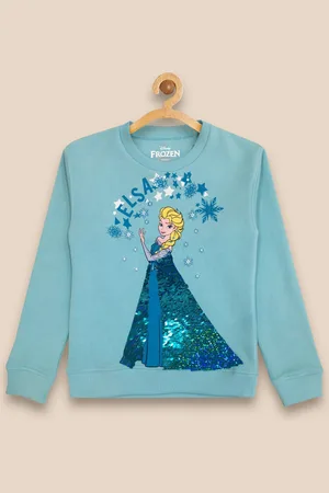 Kidsville Girls Blue Frozen Embellished Sweatshirt