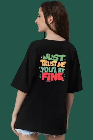 DressBerry Women Typography Printed Round Neck Cotton Oversized T-shirt