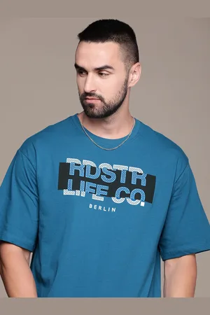 Roadster The Lifestyle Co. Men Brand Logo Printed Pure Cotton T-shirt