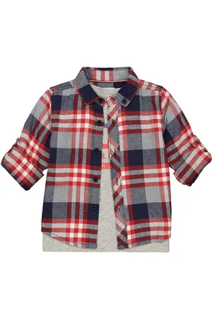 Mothercare Boys Tartan Checked Pure Cotton Casual Shirt With T-Shirt