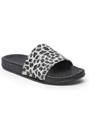 Misto Women Black & White Printed Sliders