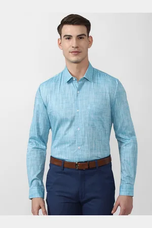 Peter England Men Regular Fit Blue Formal Shirt