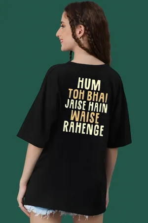 DressBerry Women Typography Printed Round Neck Cotton Oversized T-shirt