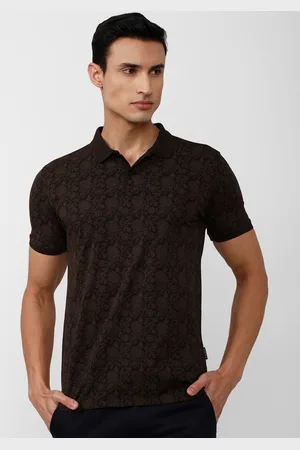 V Dot Men Printed Polo Collar Pure Cotton T-shirt